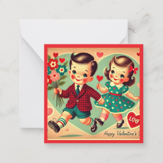 Kids Classroom Vintage Valentine's Day  Note Card (Front)