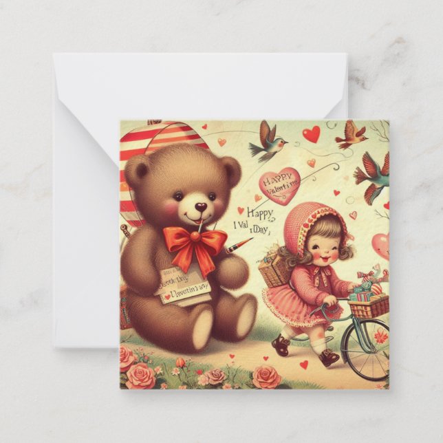 Kids Classroom Vintage Valentine's Day   Note Card (Front)
