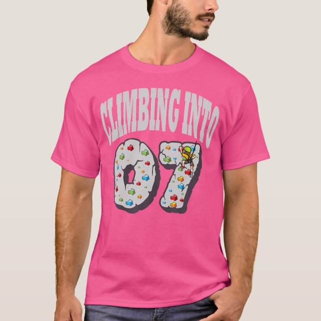Kids Climbing Into 7Th Rock Climbing Birthday T-Shirt (Front)