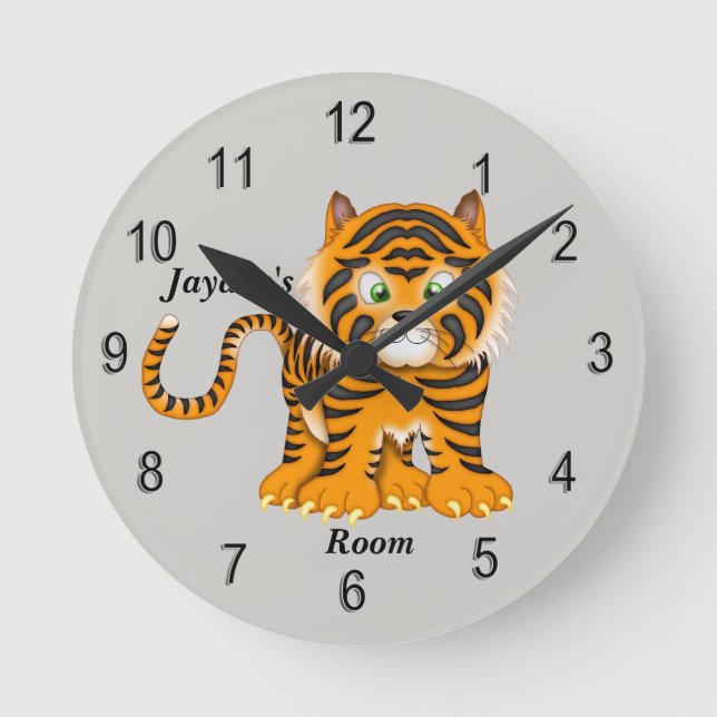 Kid's Clock Cute Baby Tiger (Front)