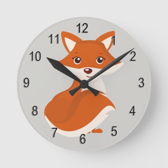 Kid's Clock Cute Woodland Fox (Front)