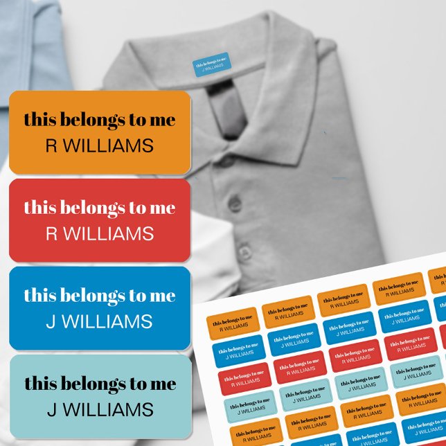 Kids Clothing Name This Belongs to Me Color Coded Kids' Labels (Creator Uploaded)