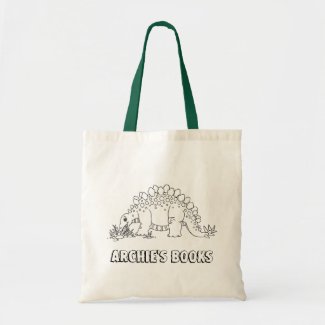 Kids color it in dinosaur Stegosaurus custom name Tote Bag