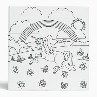 Kids Color Me Unicorn Rainbow 3 Ring Binder