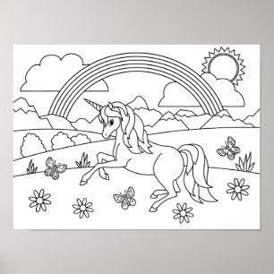Kids Color Me Unicorn Rainbow Poster