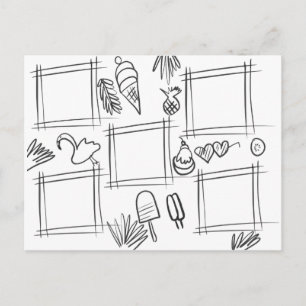 Kids Color Tropical Fun Drawing Doodling Postcard