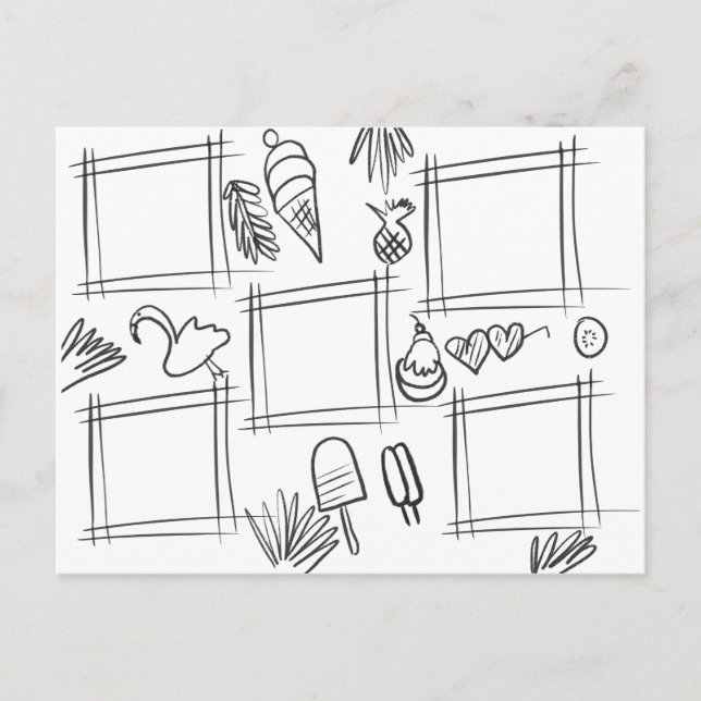 Kids Color Tropical Fun Drawing Doodling Postcard (Front)