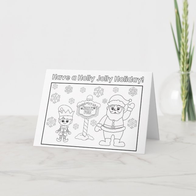 Kids Color Your Own Holly Jolly Holiday Card  (Front)
