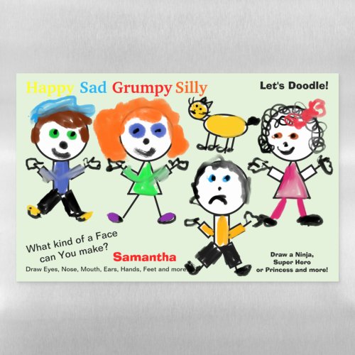 Kids Color Your Own Stick Figures Green Magnetic Dry Erase Sheet