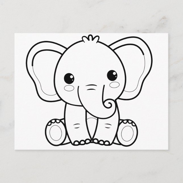 Kids' color your own Valentine (elephant) Postcard (Front)