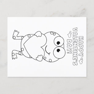 Kids' Color your own Valentine (frog) Postcard