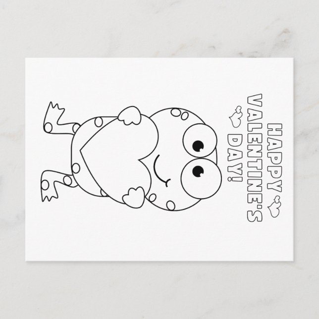 Kids' Color your own Valentine (frog) Postcard (Front)