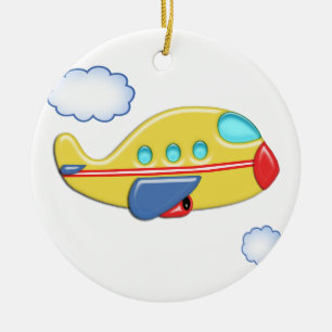Kid's Colorful Airplane Ceramic Ornament