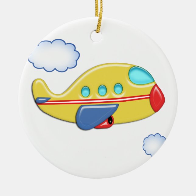 Kid's Colorful Airplane Ceramic Ornament (Front)