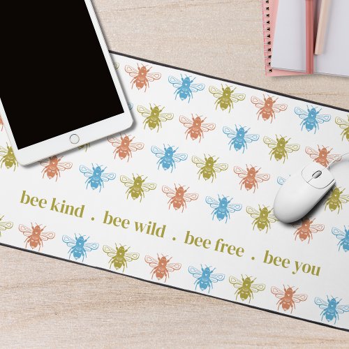 Kids Colorful Bee Pattern with Personalized Text Desk Mat