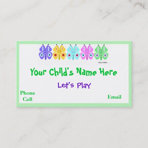 Kid's Colorful Butterfly Calling Cards Business Card Templates