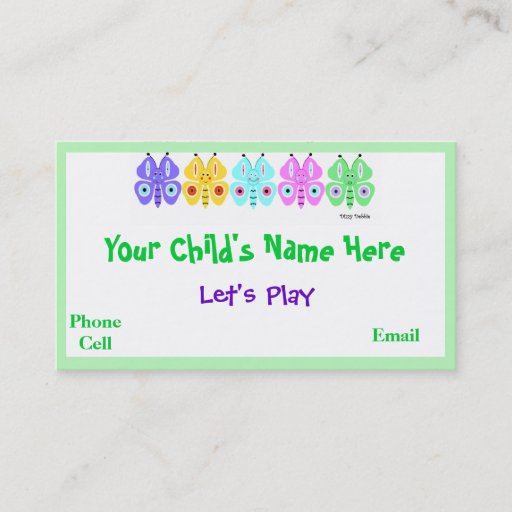 Customizable Kid's Colorful Butterfly Calling Cards Business Card Templates