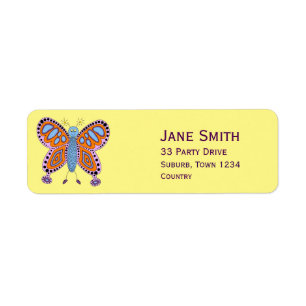 Kid's colorful butterfly kids party label