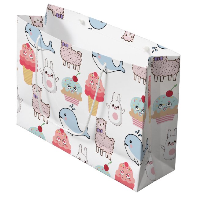 Kids colorful Cartoon Kawaii Large Gift Bag (Front Angled)