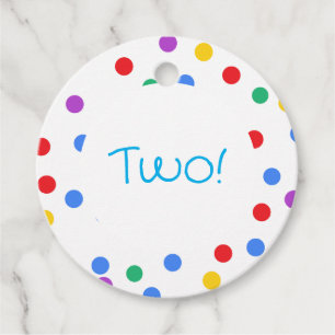 Kids Colorful Confetti Dots 2nd Birthday Favor Tags