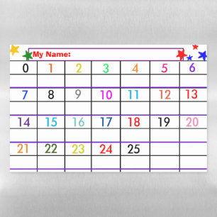 Kids Colorful Count Write 0 to 25 Magnetic Dry Erase Sheet