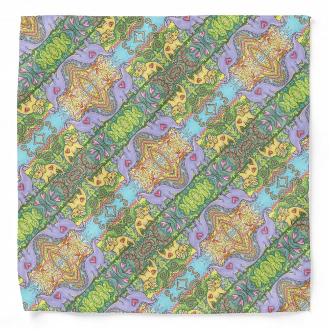 KID'S COLORFUL DINOSAUR BANDANA Square (Front)