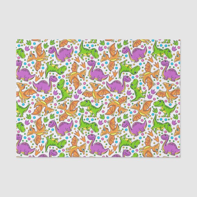 Kids Colorful Dinosaurs  Tissue Paper (Front)