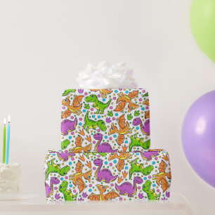 Kids Colorful Dinosaurs Wrapping Paper