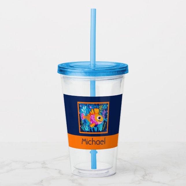 Kids Colorful Fish Acrylic Tumbler (Front)