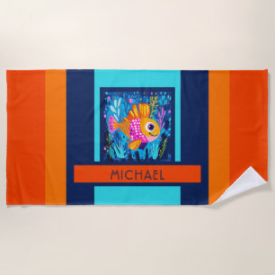 Kids Colorful Fish Beach Towel