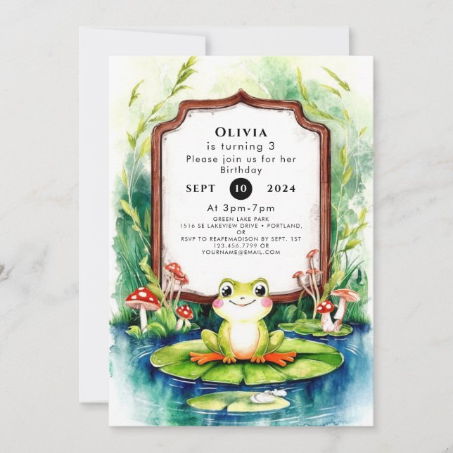 Kids Colorful Frog Birthday Invitation (Front)