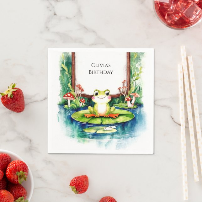 Kids Colorful Frog Birthday Napkins (Insitu)
