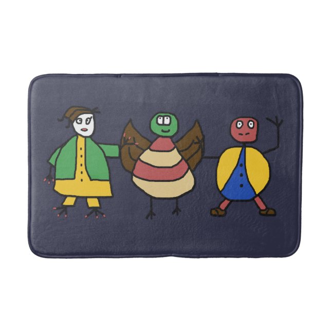 Kids Colorful Fun Family Cartoon Characters Bathroom Mat (Front)