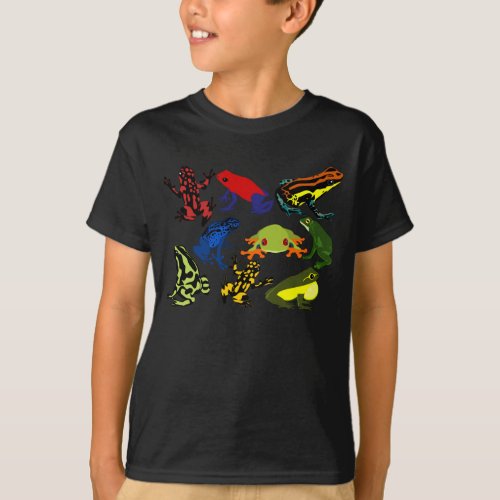 Kids Colorful Fun Poison Dart frogs Tree frogs T_Shirt