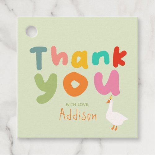 Kids Colorful Green Thank You 1st Birthday  Favor Tags