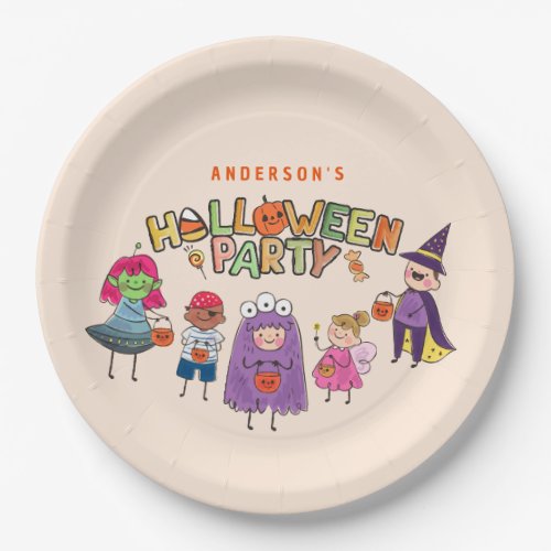 Kids Colorful Halloween Costume Party Paper Plates