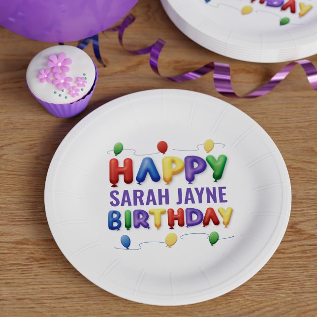 Kids Colorful Happy Birthday Party Paper Plates (Creator Uploaded)