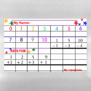 Kids Colorful Math Activity Magnetic Dry Erase Sheet