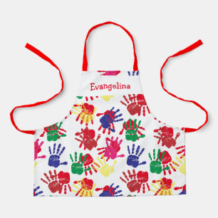 Kids Colorful Painted Handprints Apron