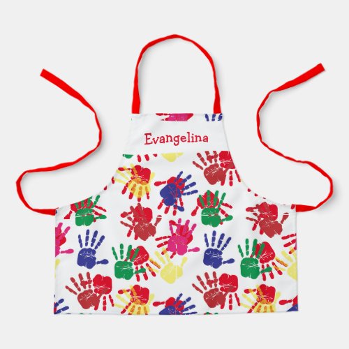 Kids Colorful Painted Handprints Apron