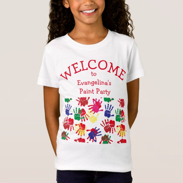 Kids Colorful Painted Handprints T-Shirt (Front)