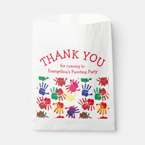 Kids Colorful Painted Handprints THANK YOU  Favor Bag