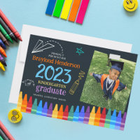 Kids Colorful Photo Elementary School Graduation   Invitation