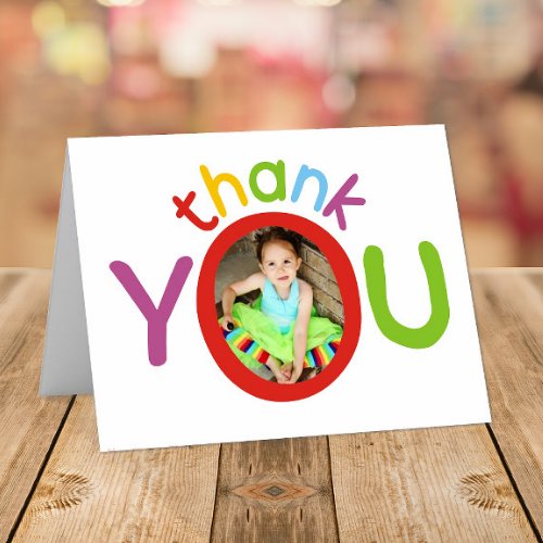 Kids Colorful Photo Thank You Card