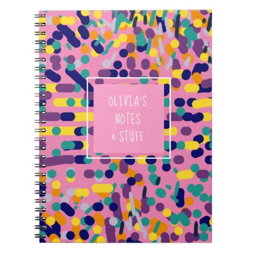 Kids Colorful Pink Artsy  Cute Back to School Notebook