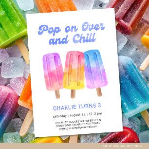 Kids Colorful Popsicle Summer 3rd Birthday Invitation