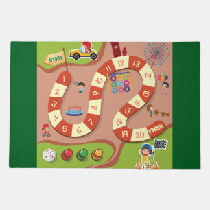 Kids Colorful Race Track Board Game Doormat