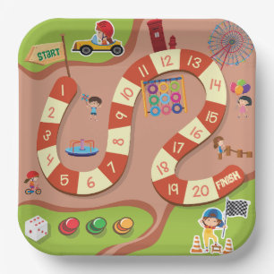 Kids Colorful Race Track Board Game Paper Plates