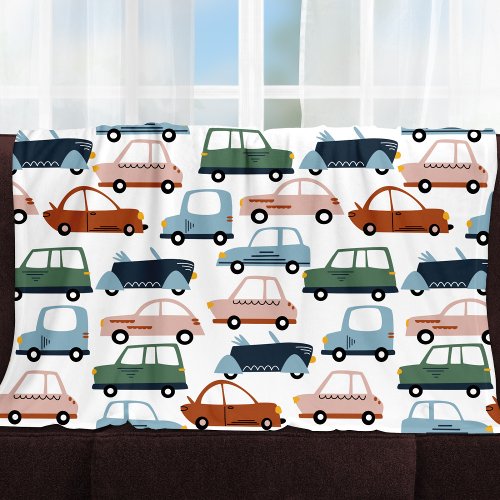 Kids Colorful Retro Car and Truck Pattern Fleece Blanket