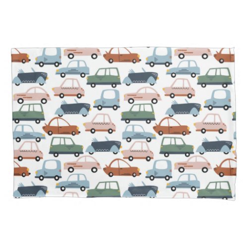 Kids Colorful Retro Car and Truck Pattern Pillow Case